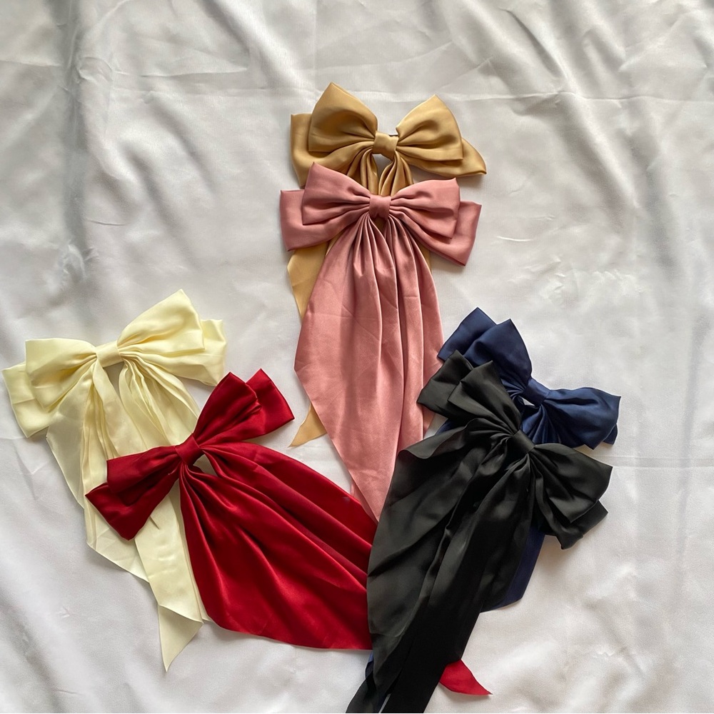 Six Pieces Chiffon Bow Hair Clip Classic Colors